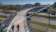City Sightseeing Pedestrian Bridge Steel Structure Skywalk Bridge Handrail Metal Bridge Above The Road